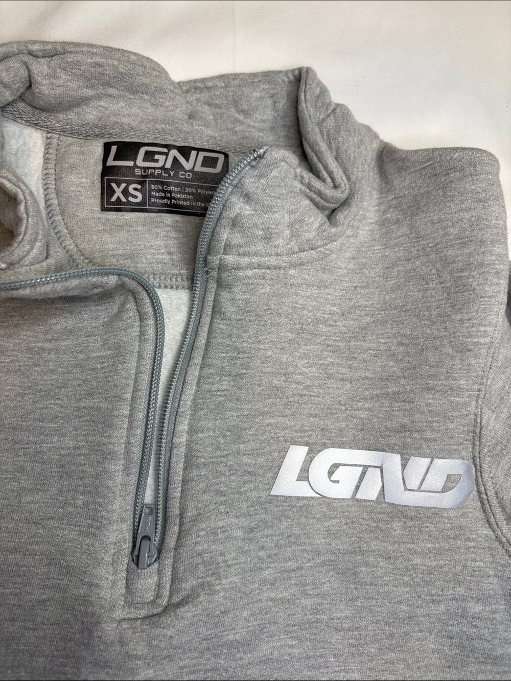 LGND Supply Co. Reflective Logo Quarter Zip Pullover Sweatshirt XS Active Gym